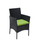 4 PC Rattan Patio Furniture Set Outdoor Patio Cushioned Seat Wicker Sofa Green Cushion