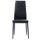 Modern Style Black Metal Finish Side Chairs 2pc Set Faux Leather Upholstery Contemporary Dining Room Furniture