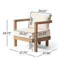 Outdoor Acacia Wood Patio Club Chair, Patio Furniture,Waterproof Thick Cushion Deep Seating For Porc