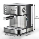 20 Bar Professional Espresso Machine With Milk Frother, Single & Double Shot, ESE Pod Compatible, Visual Display Of Pressure, Removable Water Tank For Cappuccino, Latte, Machiato For Home Barista